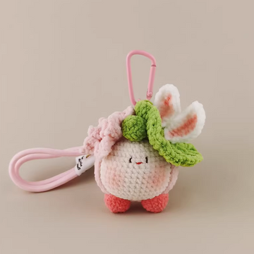 Lotus Bunny handmade crochet charm bag charm and keyring gift for her
