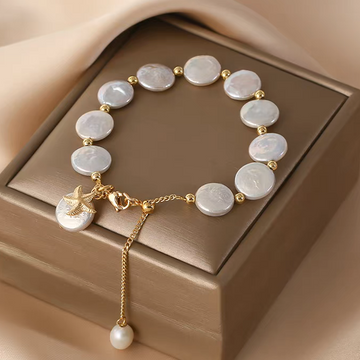 Handmade Baroque Freshwater Pearl Bracelet with 14K Gold-Plated Details