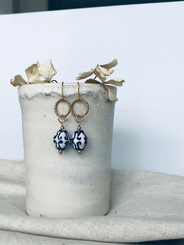 Handmade Aegean Blue Lantern Earrings