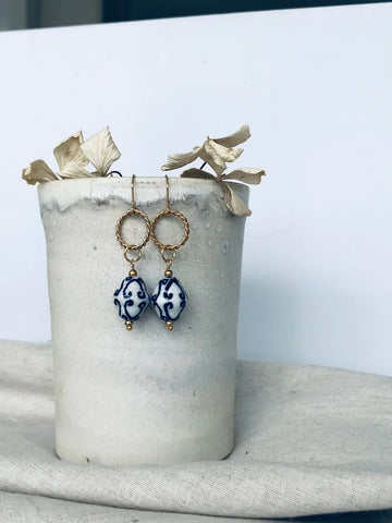 Handmade Aegean Blue Lantern Earrings