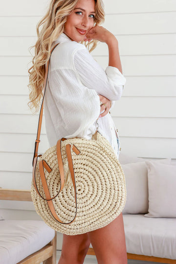 Women's Orbital Straw Tote Bag - Natural