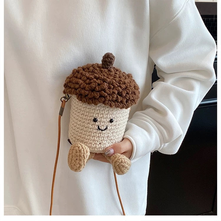 Little Acorn Buddy - Handmade Crochet Mini Phone Bag | Cute Crossbody Gift Pouch