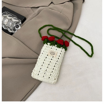 Rosie Bloom - Handmade Crochet Mini Phone Bag | Cute Crossbody Gift Pouch