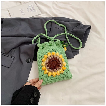 Little Sunflower Joy - Handmade Crochet Mini Phone Bag | Cute Crossbody Gift Pouch