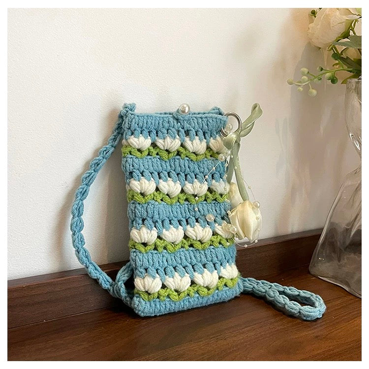 Bluebell Blossom - Handmade Crochet Mini Phone Bag | Cute Crossbody Gift Pouch
