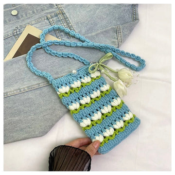 Bluebell Blossom - Handmade Crochet Mini Phone Bag | Cute Crossbody Gift Pouch