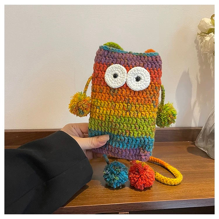 Milo Rainbow Monster - Handmade Crochet Mini Phone Bag | Cute Crossbody Gift Pouch