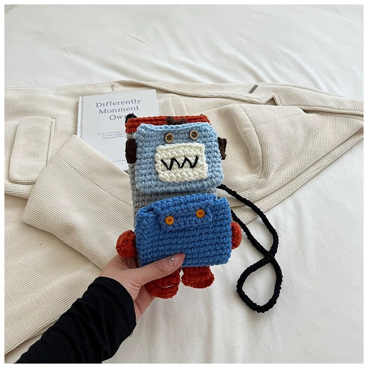 Robo Buddy - Handmade Crochet Mini Phone Bag | Cute Crossbody Gift Pouch