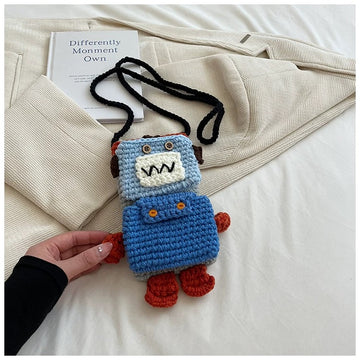Robo Buddy - Handmade Crochet Mini Phone Bag | Cute Crossbody Gift Pouch