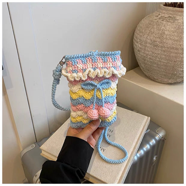 Candy Bow - Handmade Crochet Mini Phone Bag | Cute Crossbody Gift Pouch