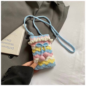 Candy Bow - Handmade Crochet Mini Phone Bag | Cute Crossbody Gift Pouch