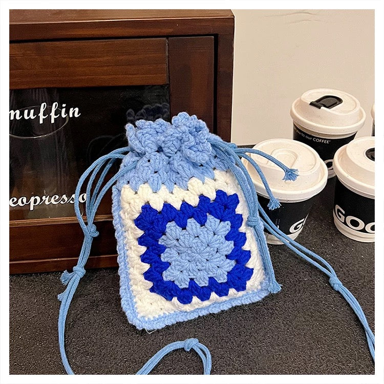 Blue Square Cozy - Handmade Crochet Mini Phone Bag | Cute Crossbody Gift Pouch