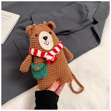 Little Bear Snuggly - Handmade Crochet Mini Phone Bag | Cute Crossbody Gift Pouch