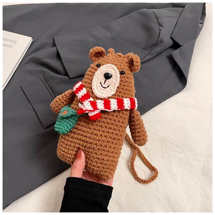 Little Bear Snuggly - Handmade Crochet Mini Phone Bag | Cute Crossbody Gift Pouch