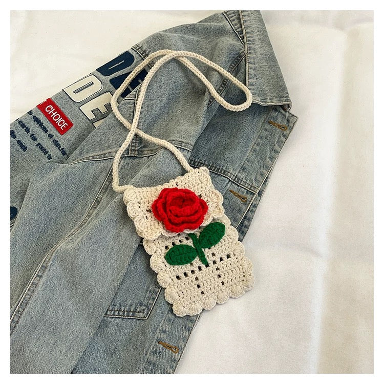 Ruby Rose - Handmade Crochet Mini Phone Bag | Cute Crossbody Gift Pouch