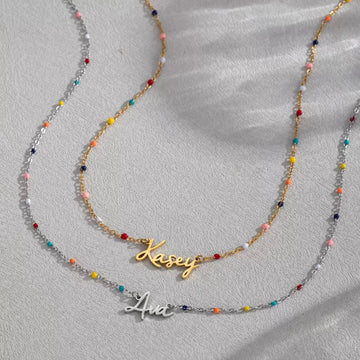 Personalised Name Necklace with Colourful Beads