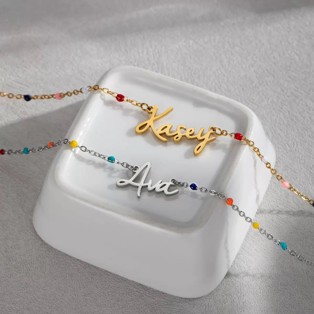 Personalised Name Necklace with Colourful Beads