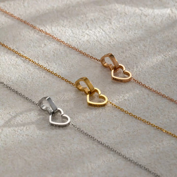 Custom Engraved Interlocking Heart Necklace | Personalised Jewellery NZ