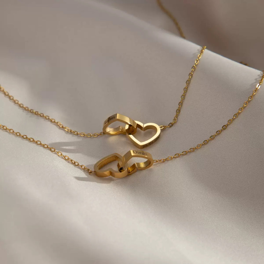 Custom Engraved Interlocking Heart Necklace | Personalised Jewellery NZ