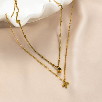 Personalised Double Layer Initial Necklace with Photo Projection