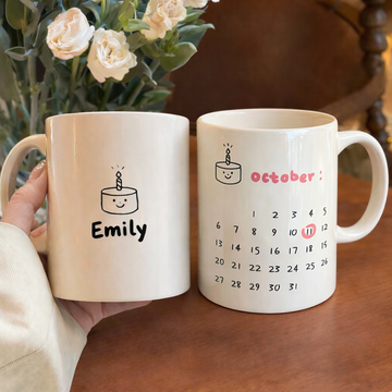 Personalised Birthday Calendar Mug with Name & Special Date | Thoughtful Gift for Her