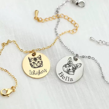 Personalised Pet Photo Bracelet – Custom Pet Portrait & Name Engraved