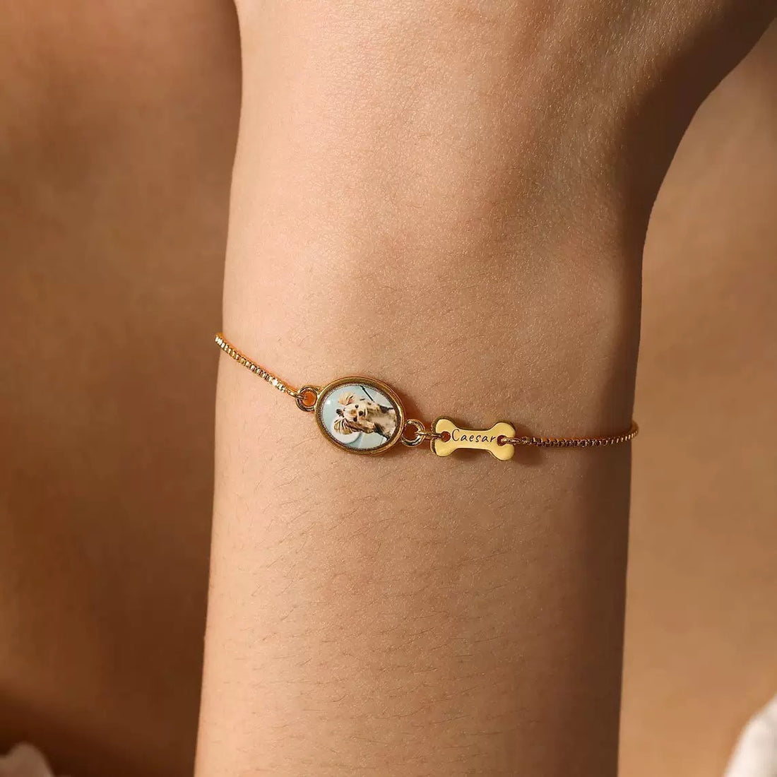 Personalised Pet Photo Slider Bracelet – Custom Name Engraved