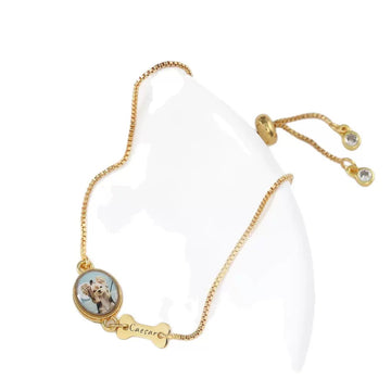 Personalised Pet Photo Slider Bracelet – Custom Name Engraved