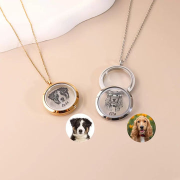 Personalised Pet Memory Locket Necklace – Custom Photo & Name Engraved