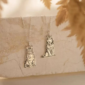 Personalised Pet Silhouette Necklace – Custom Photo Engraved