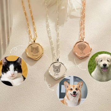 Personalised Pet Portrait Wax Seal Necklace – Custom Photo Engraved