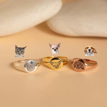 Personalised Pet Portrait Signet Ring – Custom Photo Engraved