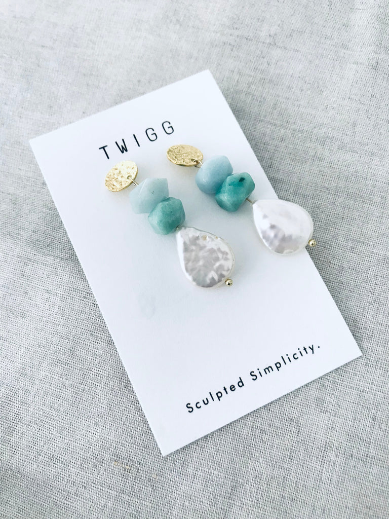 Handmade Twigg Ionian Pearl Stud Earrings