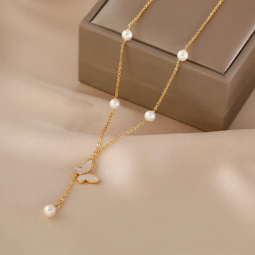 Handmade Butterfly Pearl Necklace – Natural Freshwater Pearls