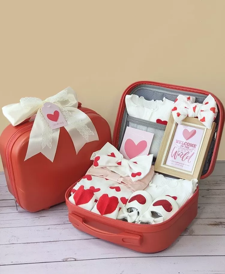 11-Piece Newborn Baby Girl Gift Basket Heart 0-3 months
