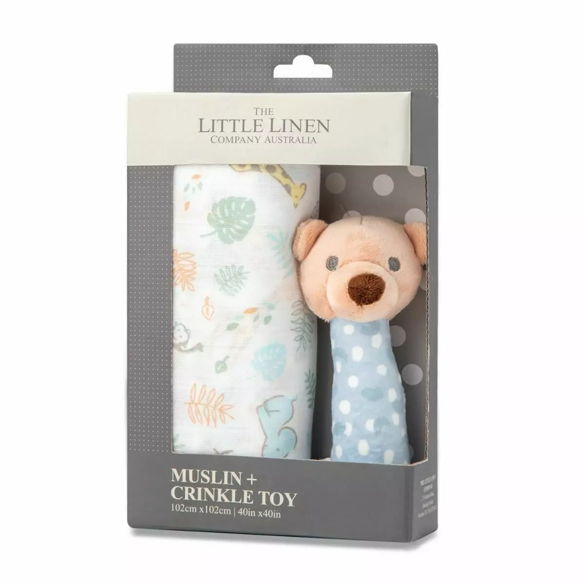 Little Linen Muslin Wrap & Toy Safari Bear