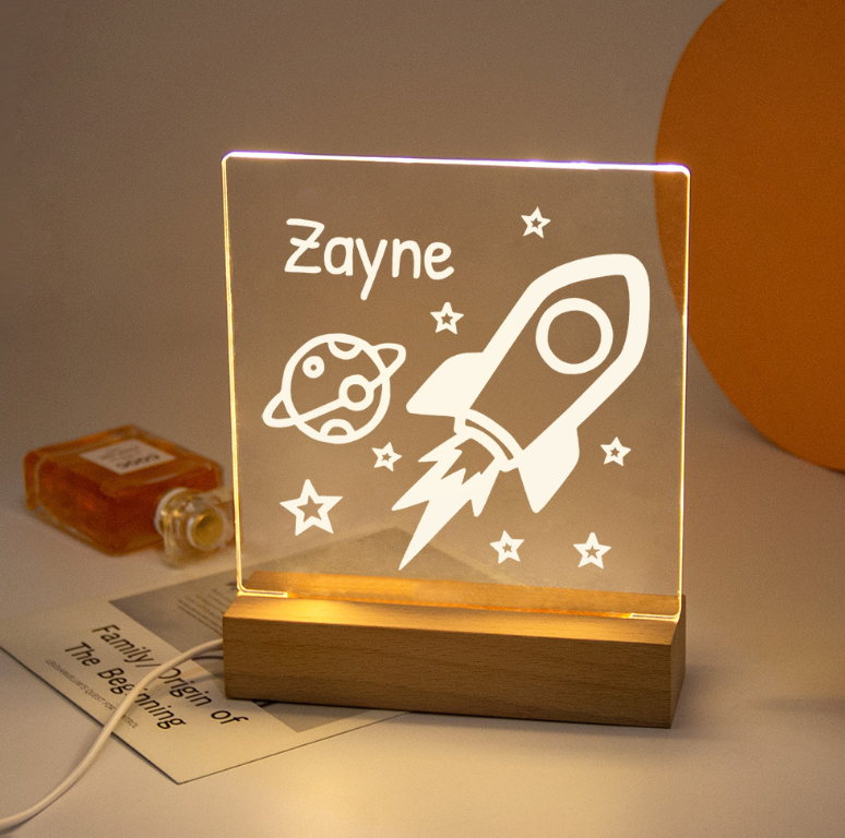Personalised Kids Night Light With Custom Name - Rocket