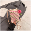 Handmade crochet mini phone bag in pink floral pattern, small crossbody pouch gift