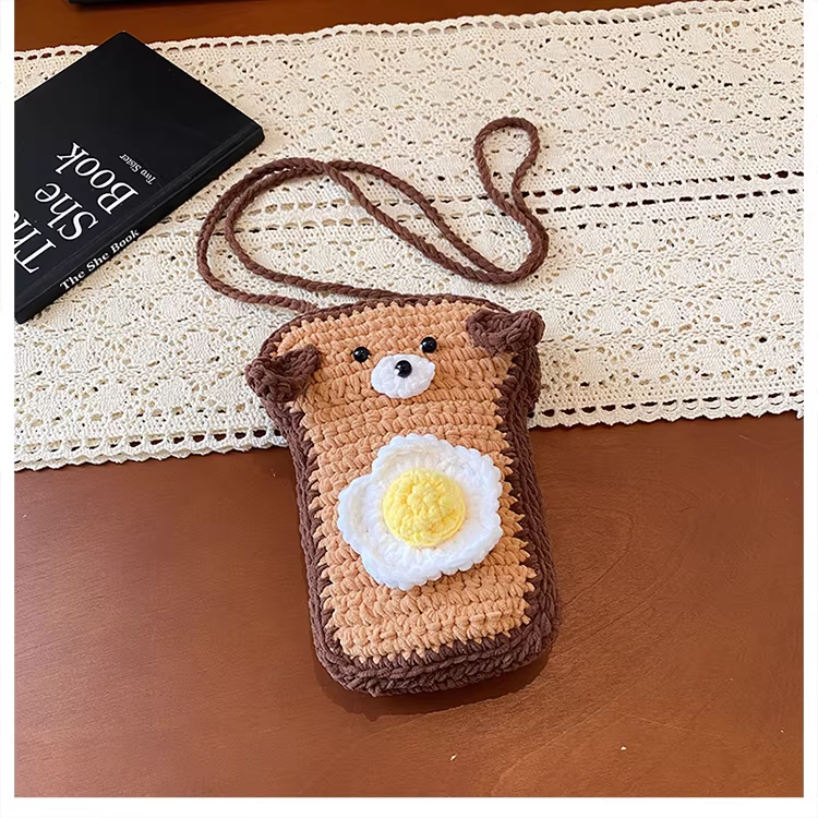 Little Bear Toasty - Handmade Crochet Mini Phone Bag | Cute Crossbody Gift Pouch