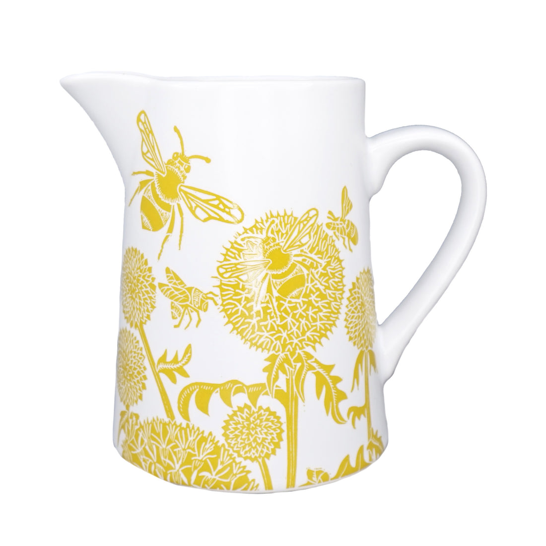Kate Heiss Mustard Jug – Artistic Ceramic Pitcher with Floral Bee Design