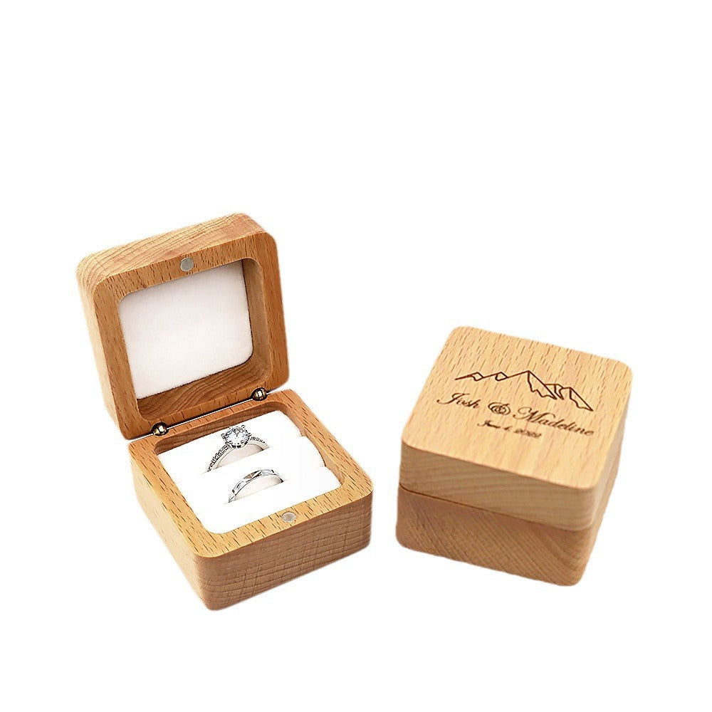 Personalised Beech Wood Ring Box – Custom Engraved Wedding & Proposal Keepsake