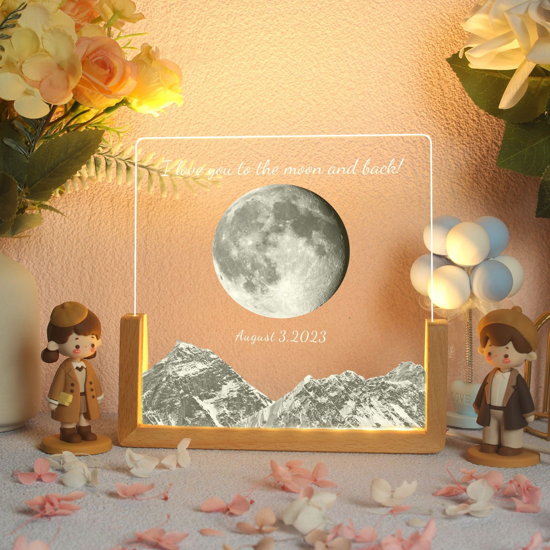 Personalised Moon Phase Night Light for Birth or Special Date
