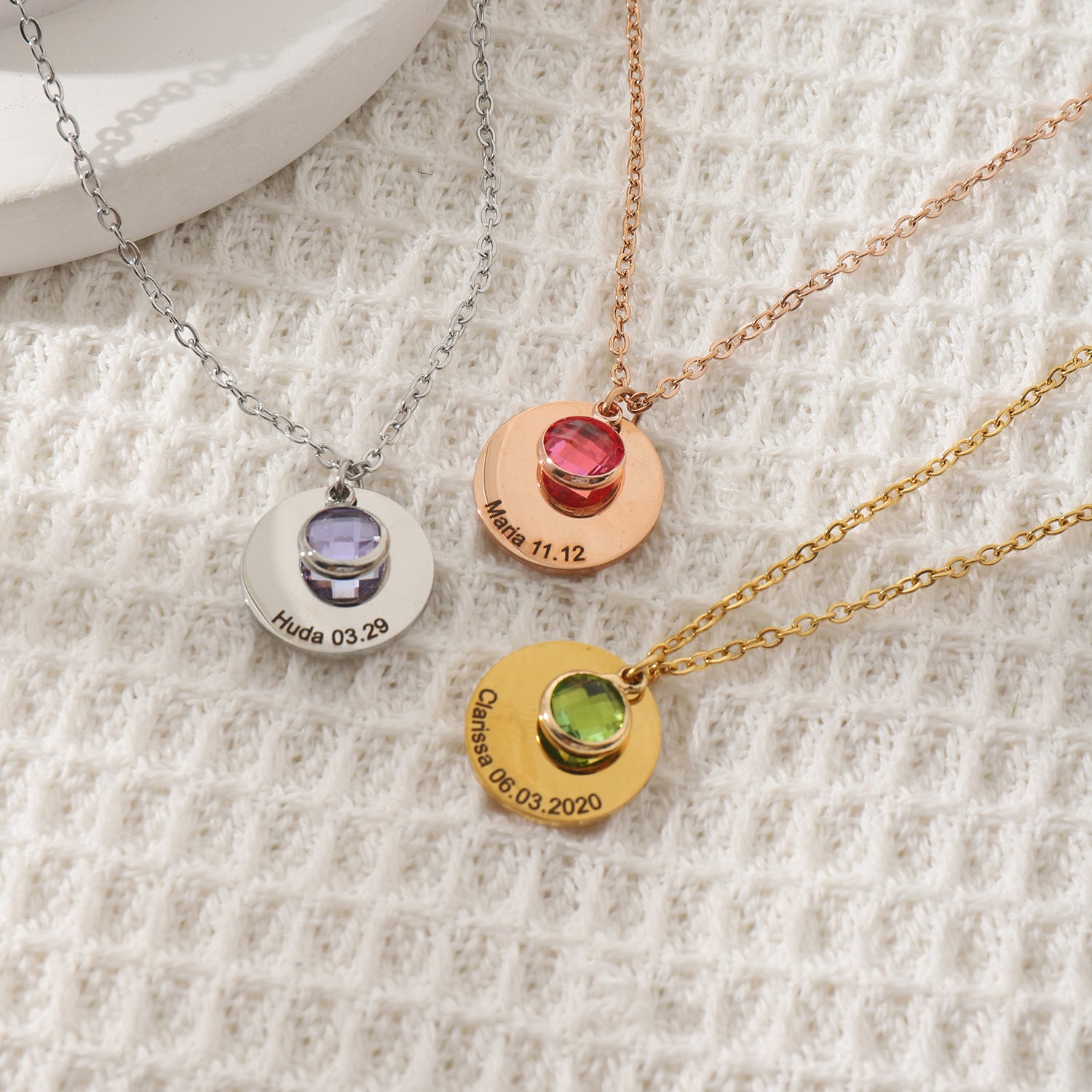 Personalised Name Necklace with Crystal Birthstone