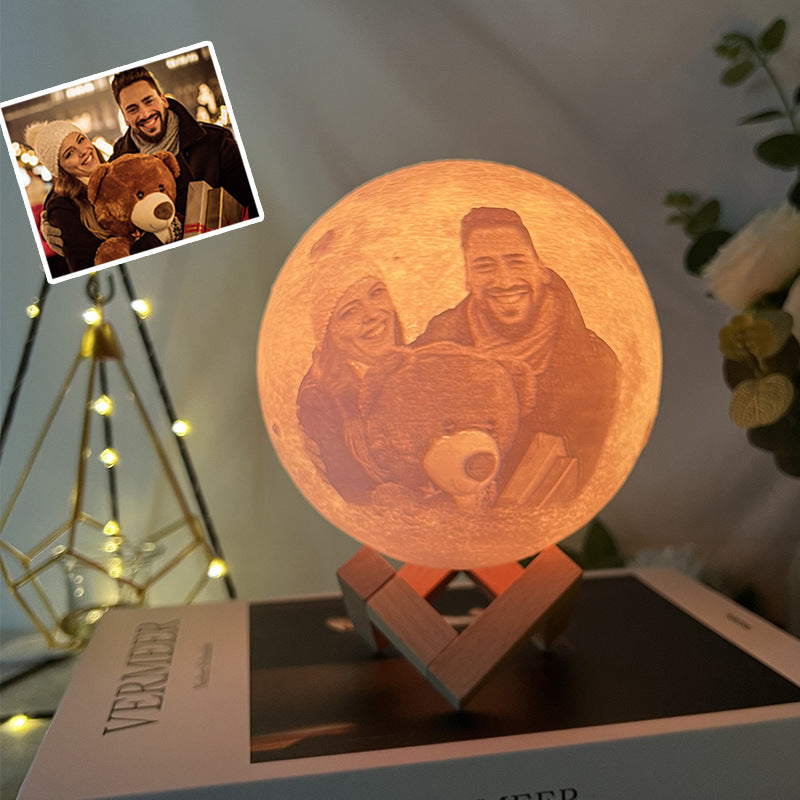 3D Printed Moon Lamp Custom Photo Touch Control Night Light