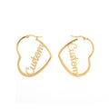 Personalized heart hoop earrings with custom name design in gold finish – thoughtful gift for her