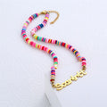 Custom clay bead necklace with personalised name on 18K gold-plated chain – fun gift for her