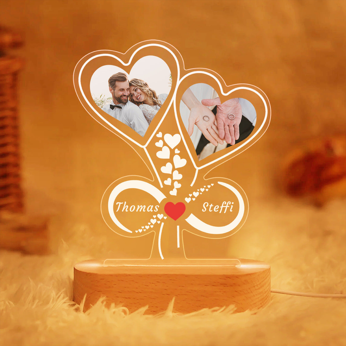 Personalised Heart Night Light Custom Photo
