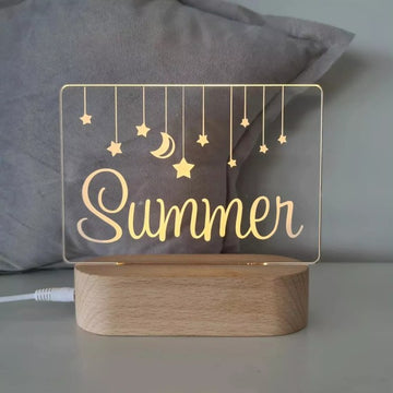 Personalised Kids Night Light With Custom Name - Moon and Star