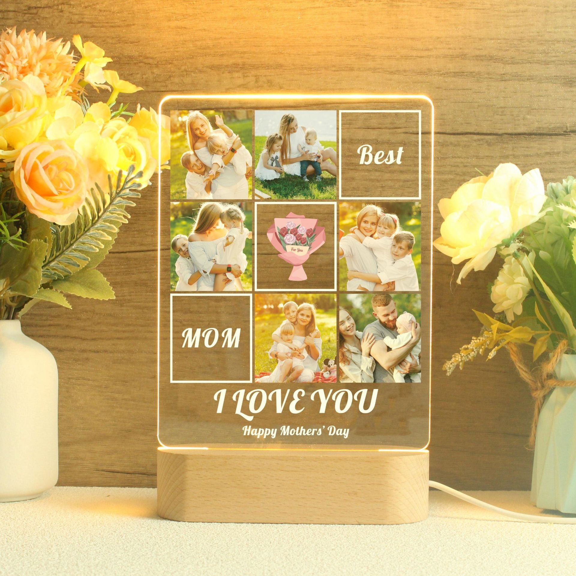Personalised Night Light With Custom Photo Mother's Day Gift