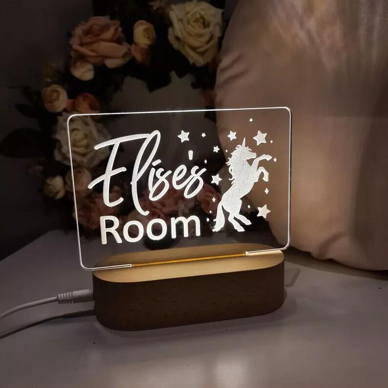 Personalised Kids Night Light With Custom Name - Unicorn
